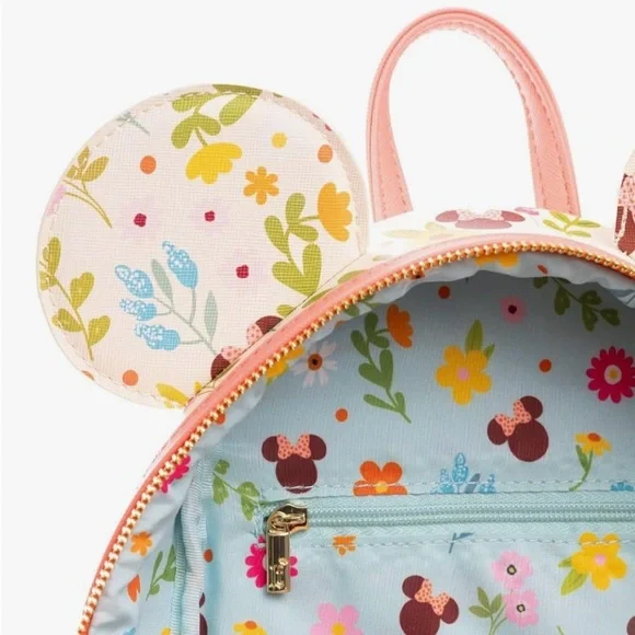 Loungefly Disney Floral Minnie Mouse Backpack - Pink and Cream - Picture 5 of 5